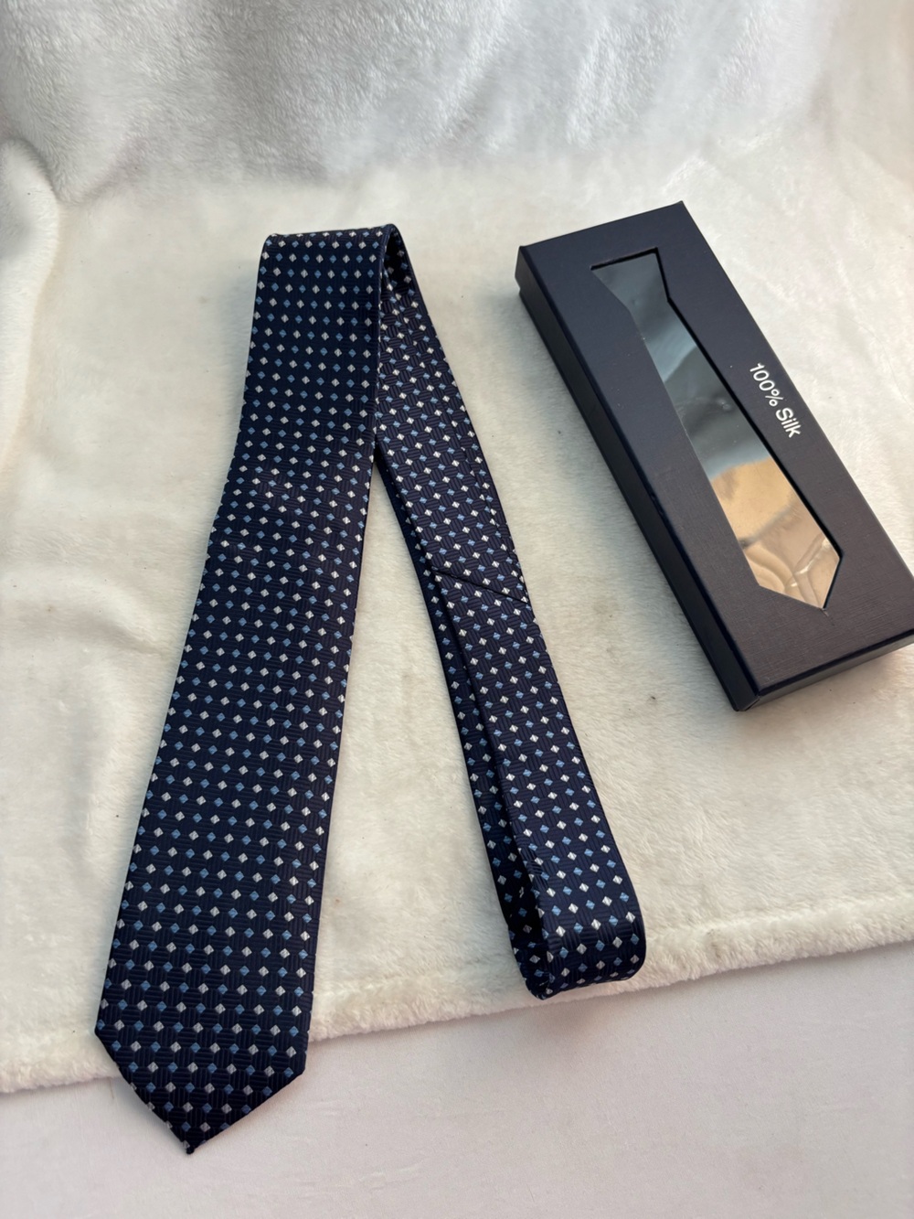 Vannotensa Mens Silk Tie Blue with Box